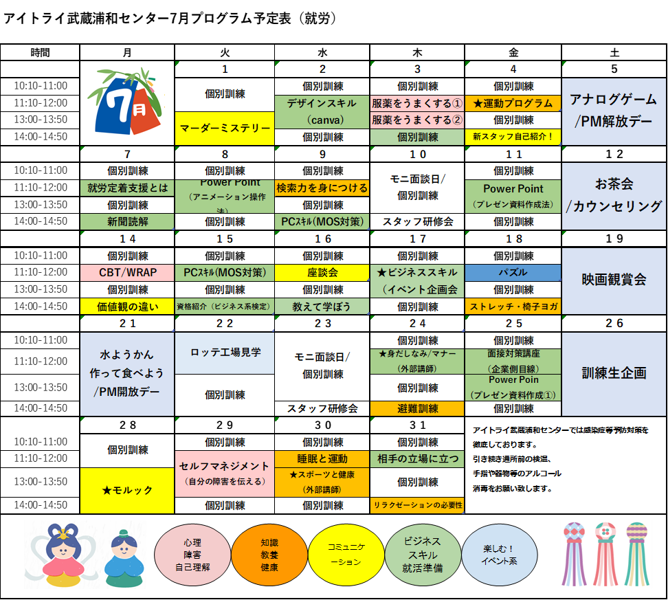 就労移行月間プログラム