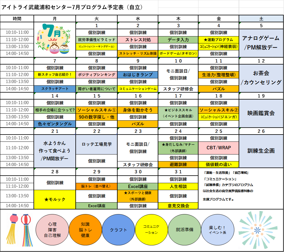 自立訓練月間プログラム