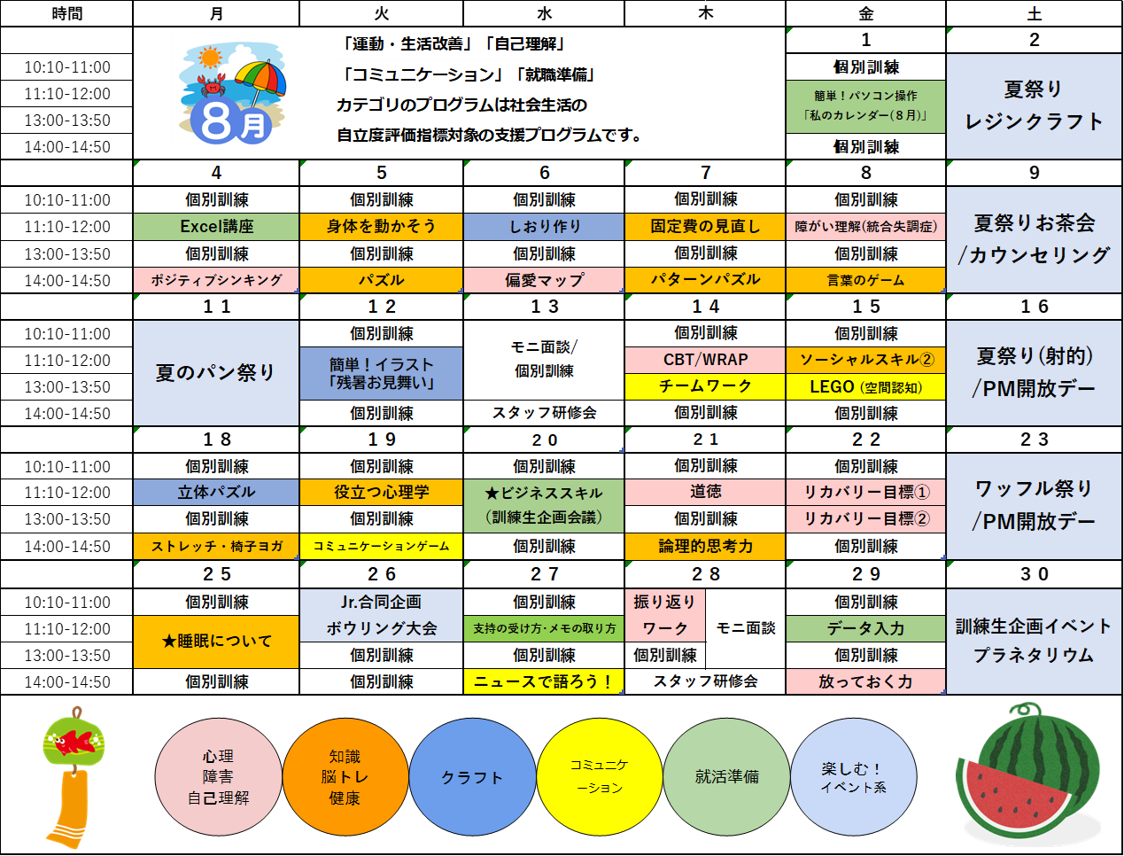 自立訓練月間プログラム